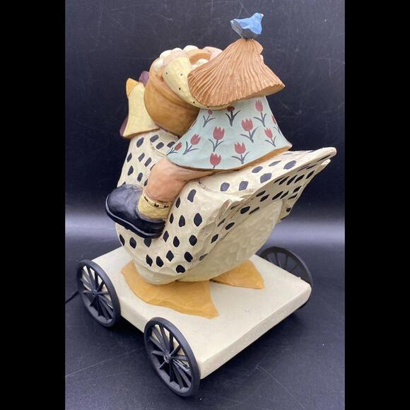 Williraye Studios Folk Art ~ 7" EGG HUNT Pull Toy (Girl on Chicken) ~  WW7502 - Picture 7 of 9